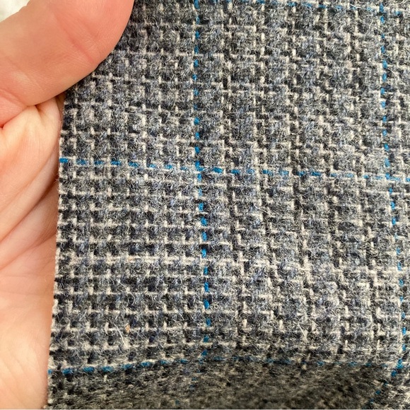 Vintage fabric 1 yard wool blend tweed suiting blue gray 70s luxury - Picture 7 of 8
